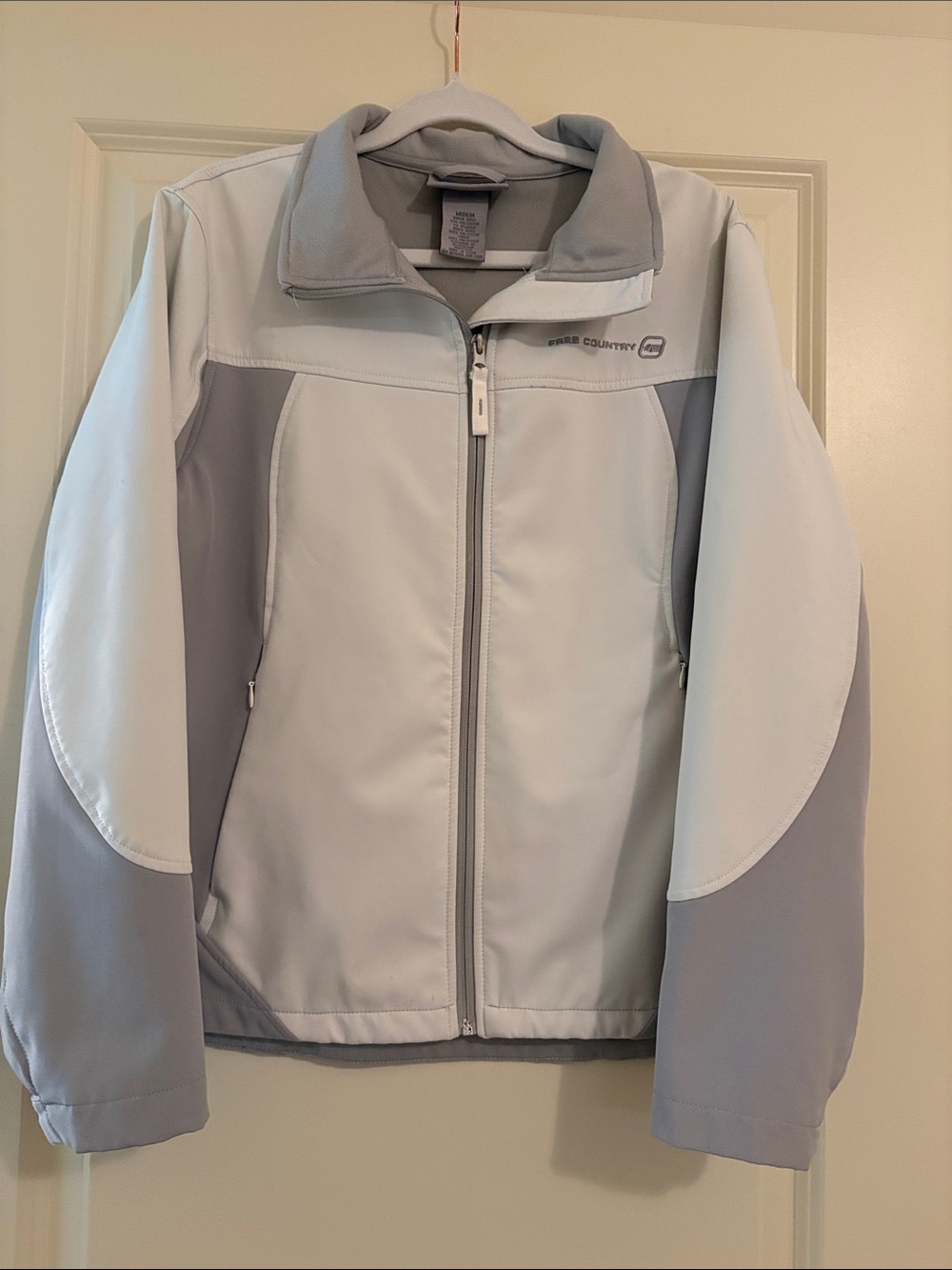 Free Country Women's Softshell Fleece Lined Jacket Full Zip Cream Gray Medium